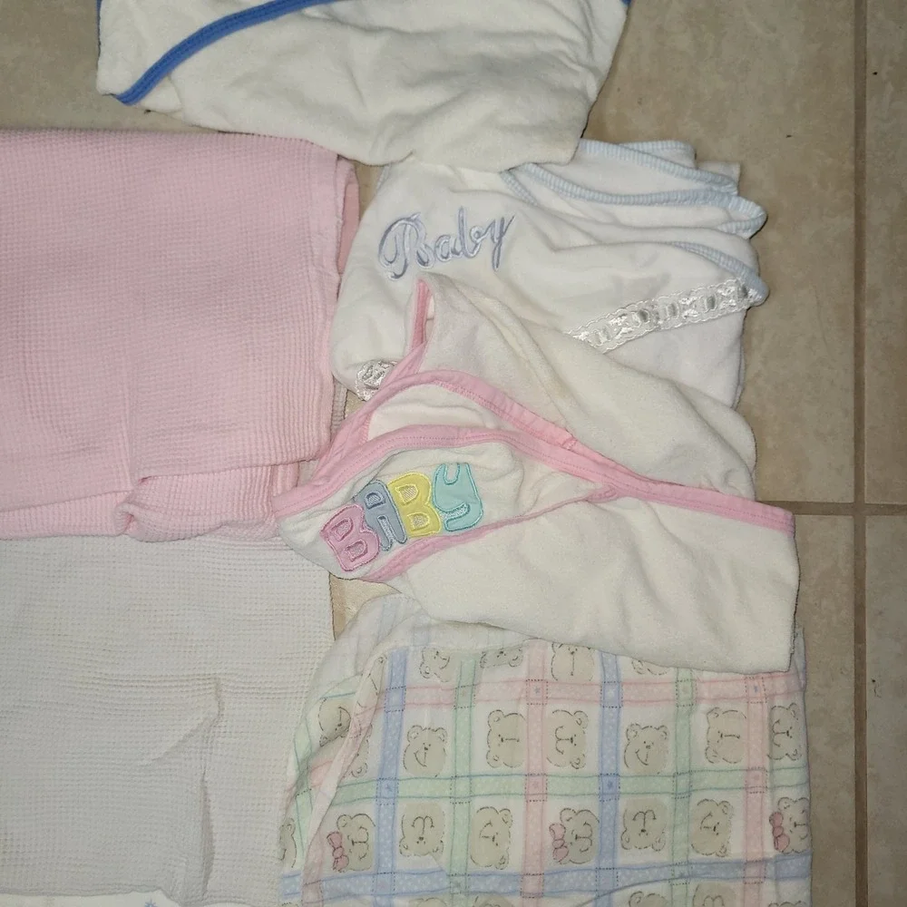 Vintage Baby Towel‎ Sheets Blanket Lot 80s 90s Thermal